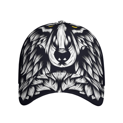 Navy And White Wolf Print Baseball Cap