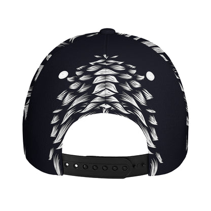 Navy And White Wolf Print Baseball Cap