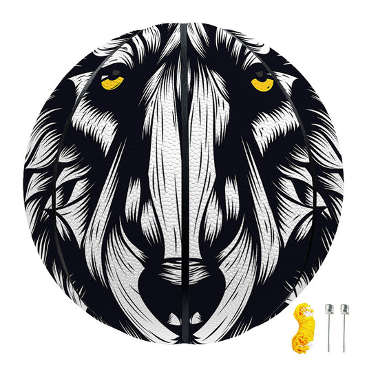 Navy And White Wolf Print Basketball