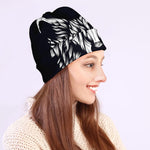 Navy And White Wolf Print Beanie