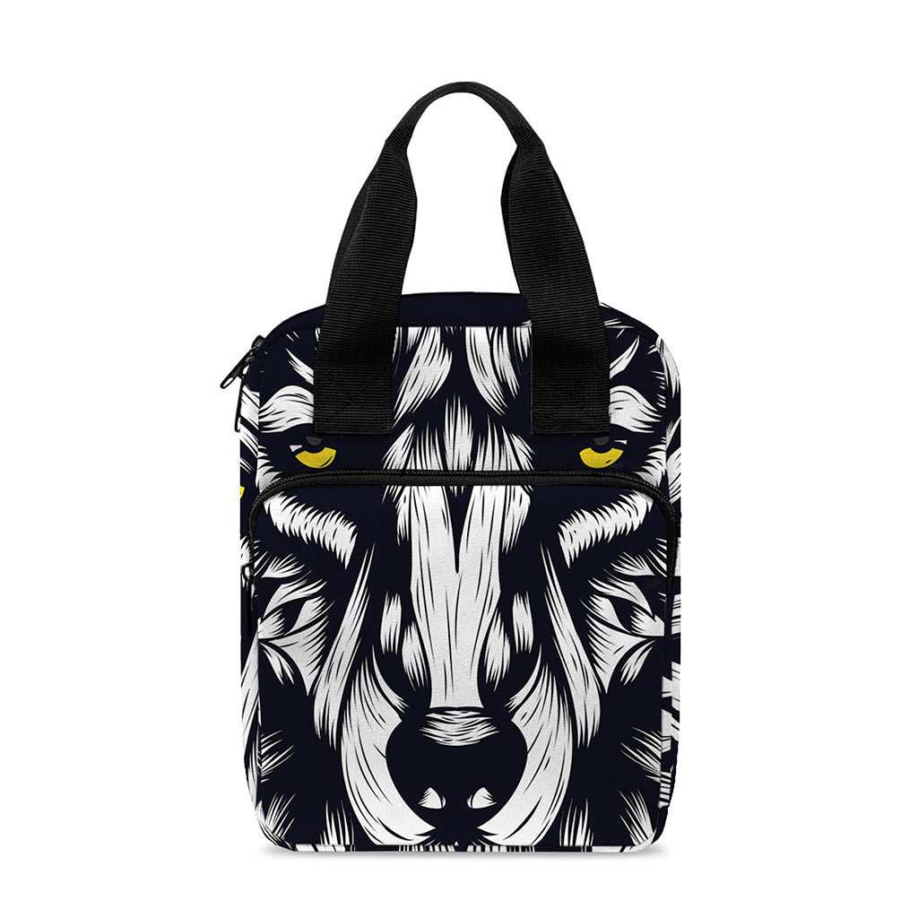 Navy And White Wolf Print Bible Tote Bag