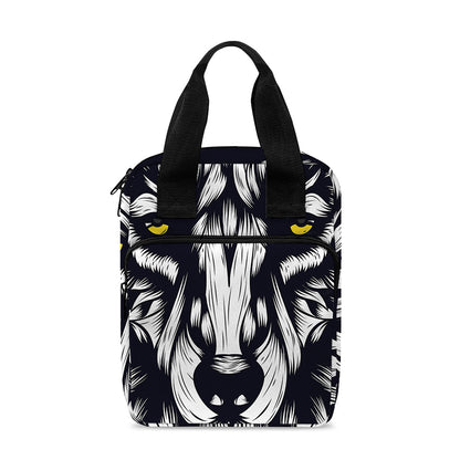 Navy And White Wolf Print Bible Tote Bag