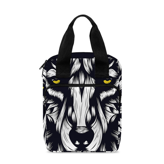 Navy And White Wolf Print Bible Tote Bag