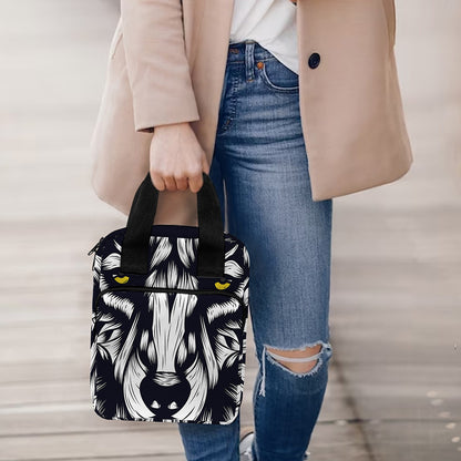 Navy And White Wolf Print Bible Tote Bag