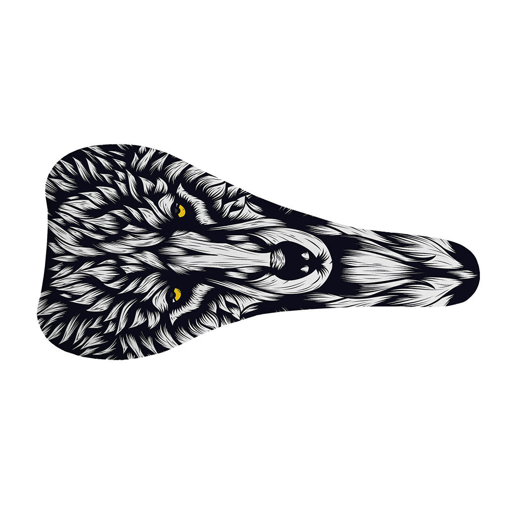 Navy And White Wolf Print Bicycle Seat Cover