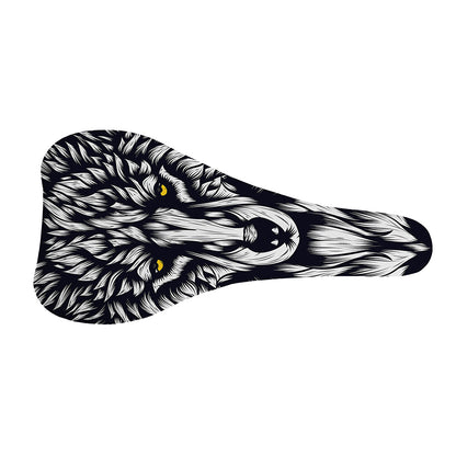 Navy And White Wolf Print Bicycle Seat Cover