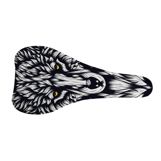 Navy And White Wolf Print Bicycle Seat Cover