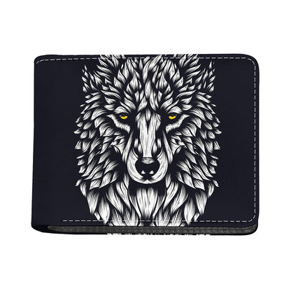 Navy And White Wolf Print Bifold Wallet