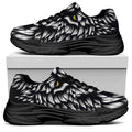 Navy And White Wolf Print Black Chunky Shoes