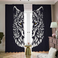 Navy And White Wolf Print Dimout Pencil Pleat Curtains