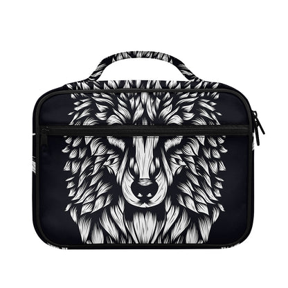 Navy And White Wolf Print Briefcase Bible Bag