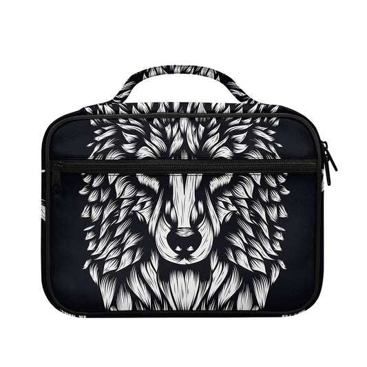 Navy And White Wolf Print Briefcase Bible Bag