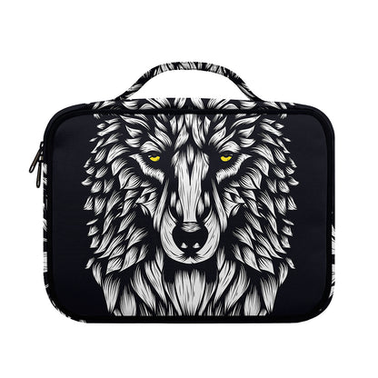 Navy And White Wolf Print Briefcase Bible Bag