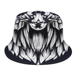 Navy And White Wolf Print Bucket Hat