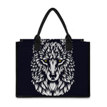 Navy And White Wolf Print Canvas Tote Bag