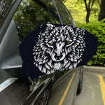 Navy And White Wolf Print Car Side Mirror Covers