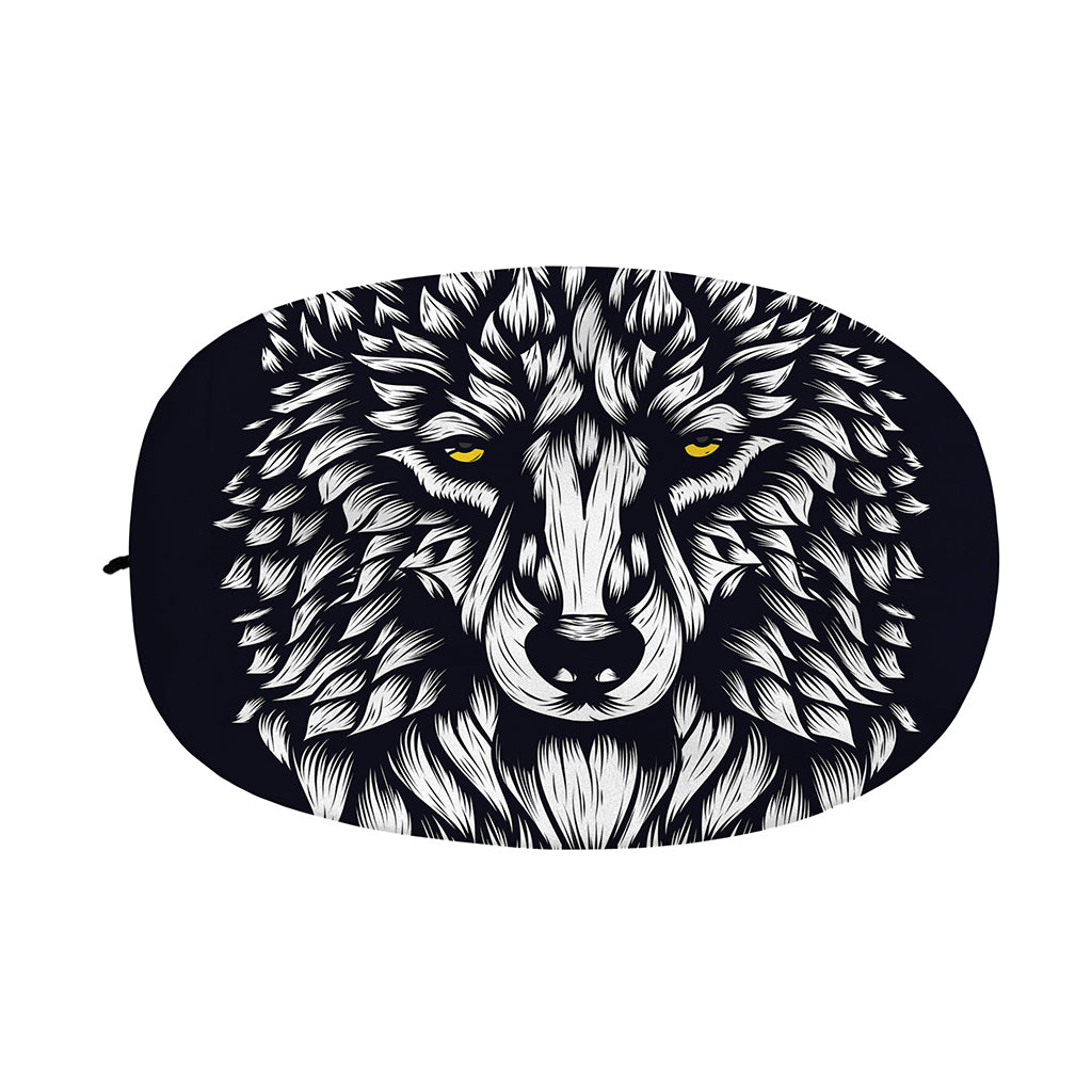 Navy And White Wolf Print Car Side Mirror Covers