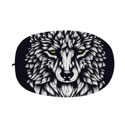 Navy And White Wolf Print Car Side Mirror Covers