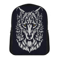 Navy And White Wolf Print Casual Backpack