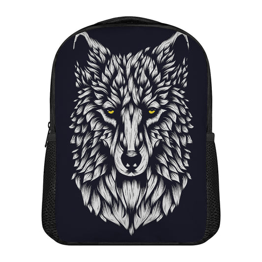 Navy And White Wolf Print Casual Backpack