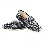 Navy And White Wolf Print Casual Shoes