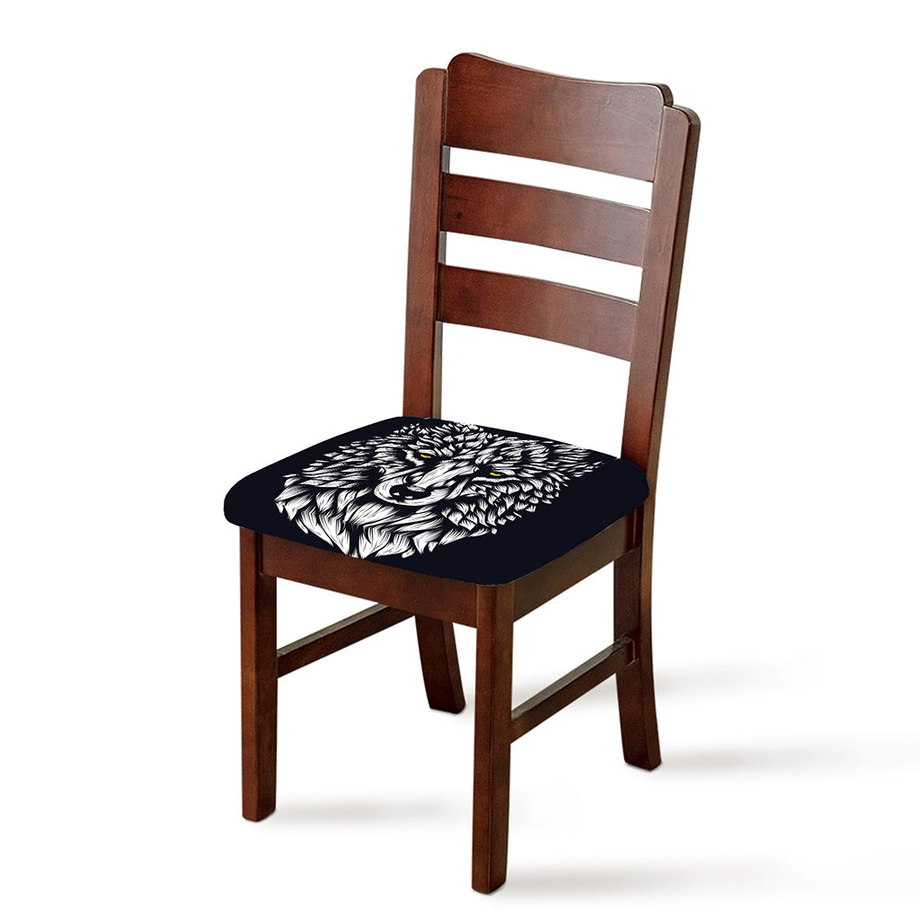 Navy And White Wolf Print Chair Cushion Cover