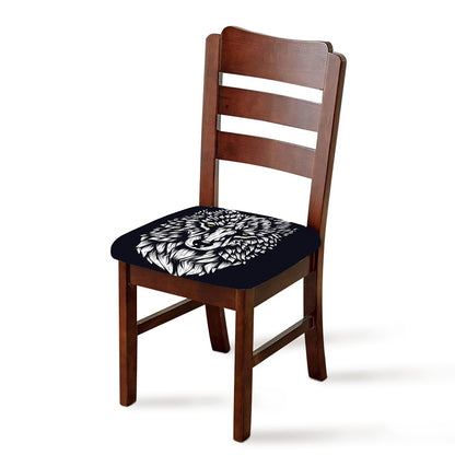 Navy And White Wolf Print Chair Cushion Cover