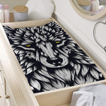 Navy And White Wolf Print Changing Pad Cover
