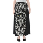 Navy And White Wolf Print Chiffon Maxi Skirt