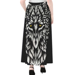 Navy And White Wolf Print Chiffon Maxi Skirt