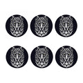 Navy And White Wolf Print Coaster Set