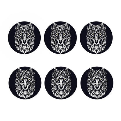 Navy And White Wolf Print Coaster Set