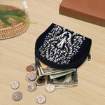 Navy And White Wolf Print Coin Purse