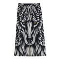 Navy And White Wolf Print Cotton Front Slit Maxi Skirt