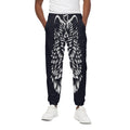 Navy And White Wolf Print Cotton Sweatpants