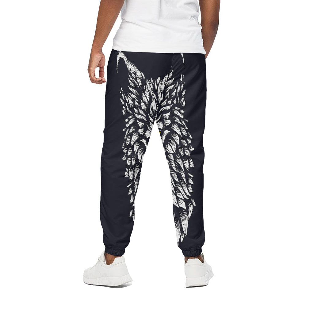 Navy And White Wolf Print Cotton Pants