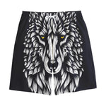 Navy And White Wolf Print Cotton Shorts