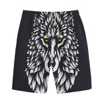 Navy And White Wolf Print Cotton Shorts