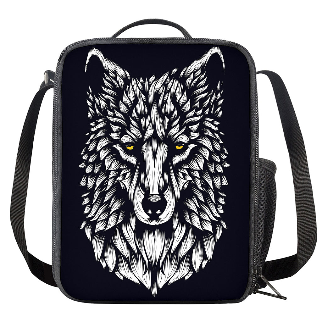 Navy And White Wolf Print Crossbody Lunch Bag
