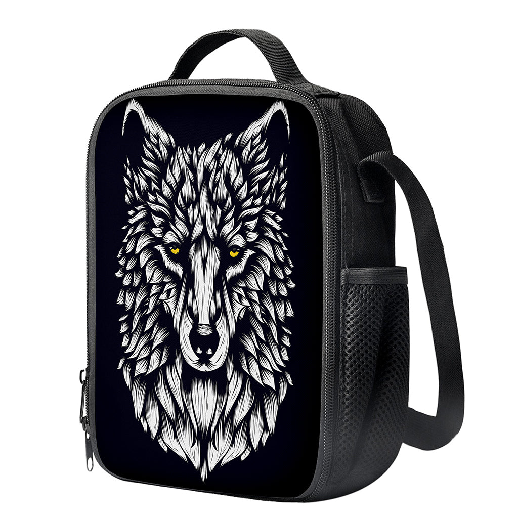 Navy And White Wolf Print Crossbody Lunch Bag