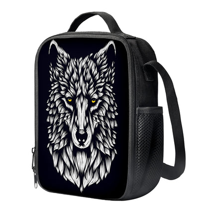 Navy And White Wolf Print Crossbody Lunch Bag