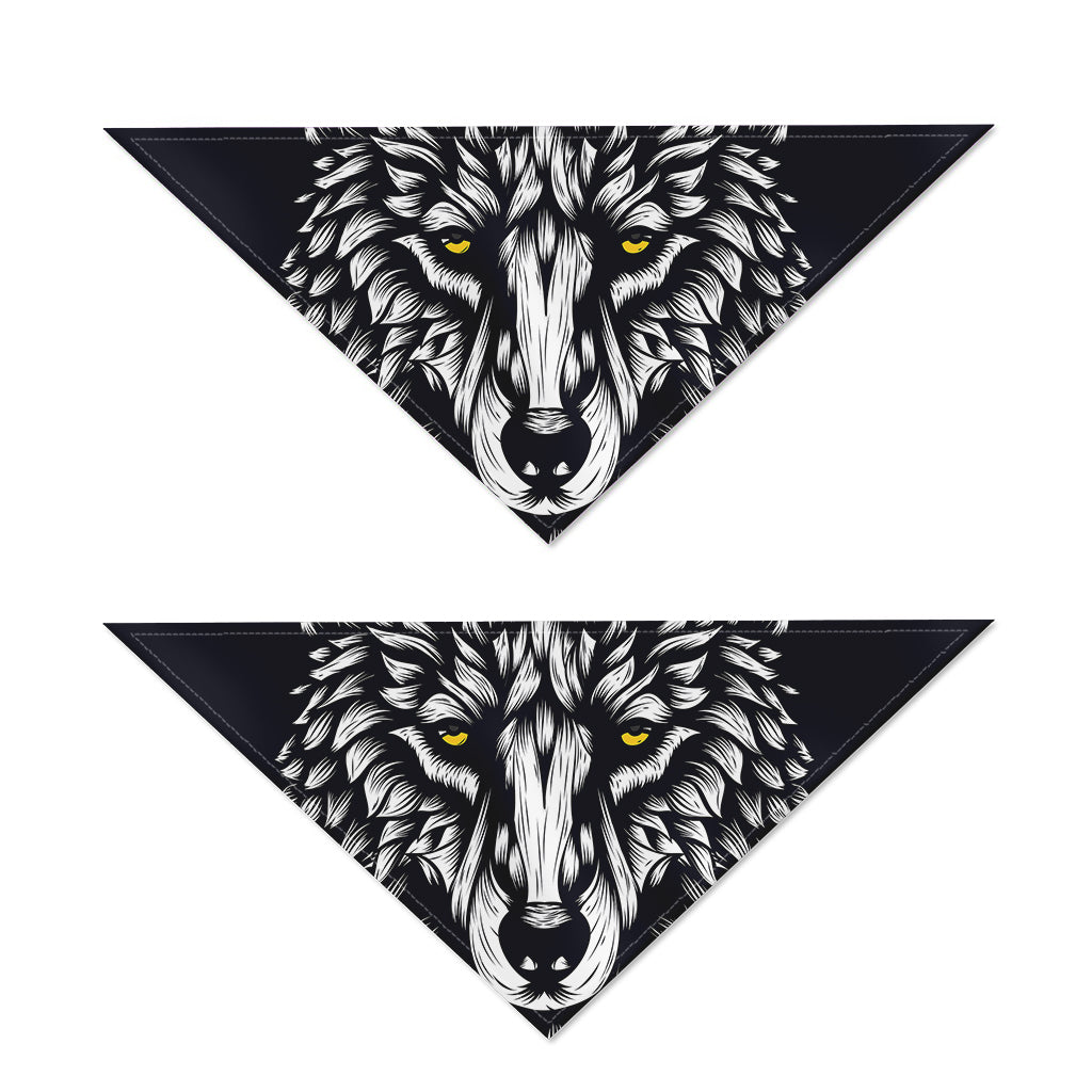 Navy And White Wolf Print Dog Bandana