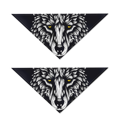 Navy And White Wolf Print Dog Bandana