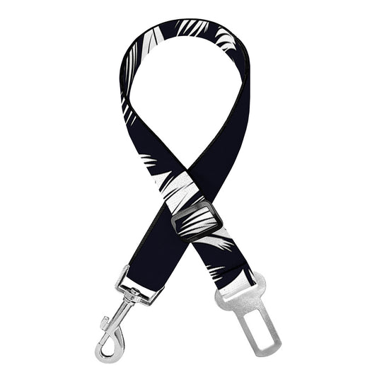 Navy And White Wolf Print Dog Seat Belt