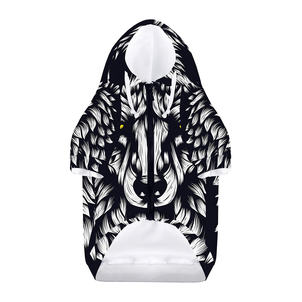 Navy And White Wolf Print Dog Zip Up Hoodie