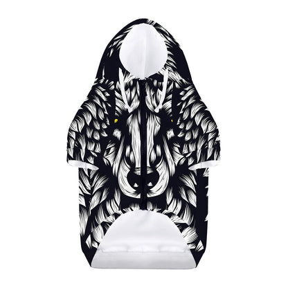 Navy And White Wolf Print Dog Zip Up Hoodie