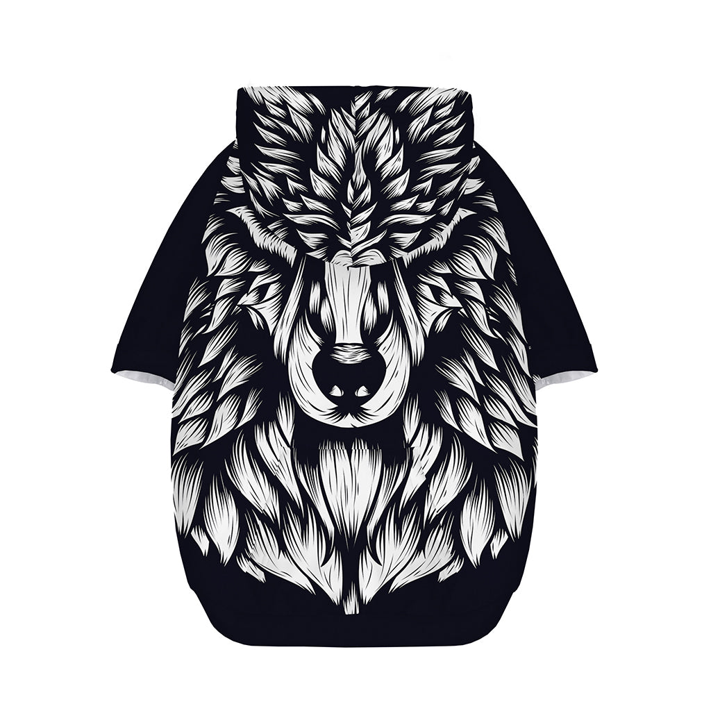 Navy And White Wolf Print Dog Zip Up Hoodie