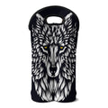Navy And White Wolf Print Double Neoprene Wine Tote