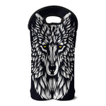 Navy And White Wolf Print Double Neoprene Wine Tote