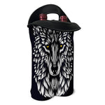 Navy And White Wolf Print Double Neoprene Wine Tote